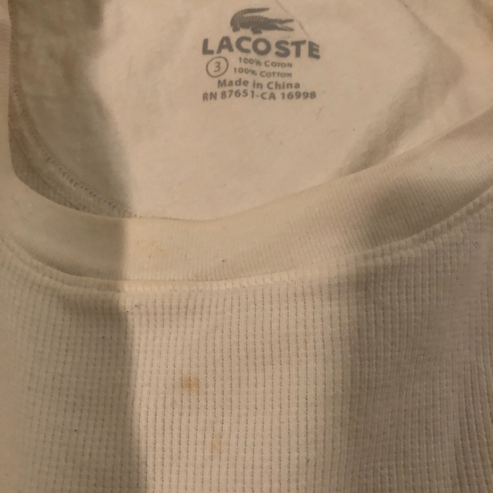White Lacoste men’s thermal size 3 - Picture 2 of 2